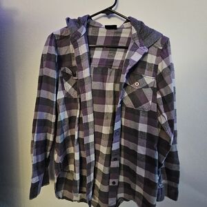 Empyre Juniors Purple and Gray Plaid Hooded Shirt Zumiez